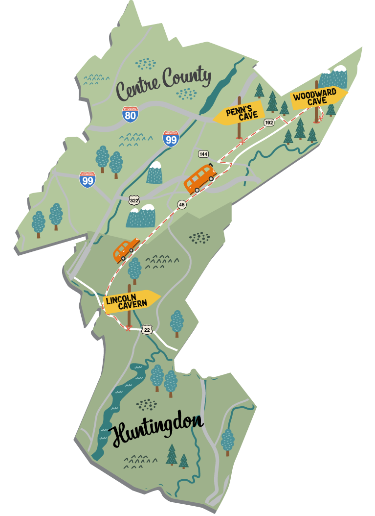 Central PA Cave Trail Map